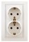 Intro Розетка Plano 1-205-02 с заземлением двойная 2X2P+E Schuko, 16А-250В, IP20, СУ, слоновая кость Б0053916 - фото 76346