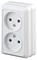 Intro Розетка Quadro 2-203-01 двойная без заземления 2х2P, 16А-250В, IP20, ОУ, Quadro, белый Б0053792 - фото 76376