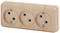 Intro Розетка Quadro 2-205-11 без заземления трехместная 3х2P, 16А-250В, IP20, ОУ, сосна Б0053817 - фото 76480