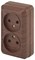 Intro Розетка Quadro 2-203-10 двойная без заземления 2х2P, 16А-250В, IP20, ОУ, Quadro, венге Б0053796 - фото 76519