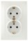 Intro Розетка Plano 1-205-06 с заземлением двойная 2X2P+E Schuko, 16А-250В, IP20, СУ, перламутр Б0053920 - фото 76576
