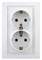 Intro Розетка Plano 1-208-01 с заземлением двойная 2X2P+E Schuko со шторками, 16А-250В, IP20, СУ, белый Б0053933 - фото 76596