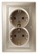 Intro Розетка Plano 1-205-04 с заземлением двойная 2X2P+E Schuko, 16А-250В, IP20, СУ, шампань Б0053918 - фото 76631