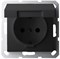 Jasmart G Черный матовый Розетка с/з со шторками с крышкой 16A 250V~ G5505PB - фото 76906