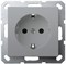 Jasmart G Алюминий Розетка с/з со шторками 16A 250V~ G5501S - фото 76928