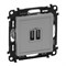 Legrand Valena Life алюминий розетка 2-ая USB 240В/5В 1500мА 753612 - фото 77125